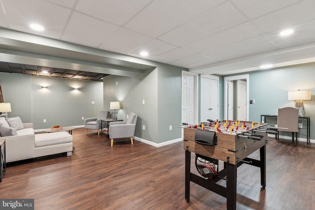 2994 Hope Mill Ln, Adamstown, MD 21710 - playroom featuring baseboards, a drop ceiling, recessed lighting, and wood finished floors