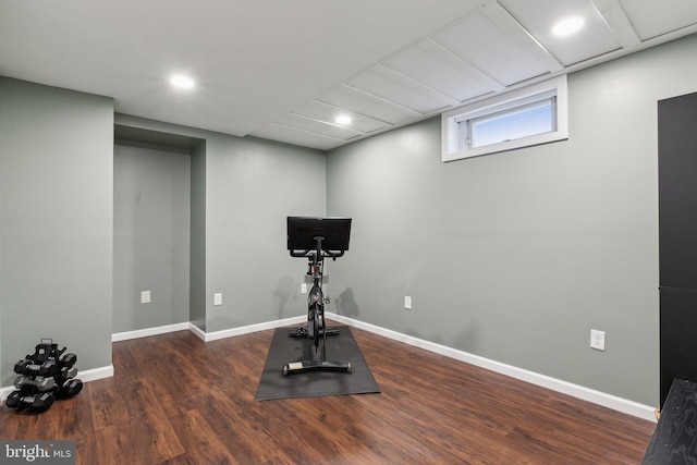 2994 Hope Mill Ln, Adamstown, MD 21710 - workout room featuring recessed lighting, baseboards, and wood finished floors