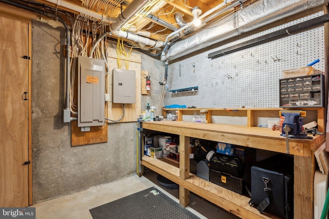 2994 Hope Mill Ln, Adamstown, MD 21710 - unfinished below grade area featuring electric panel and a workshop area