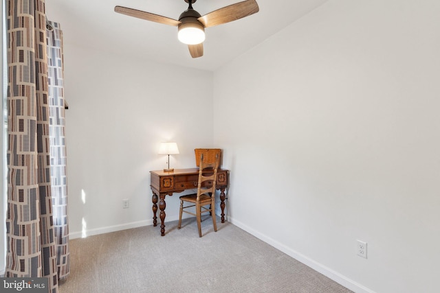 2994 Hope Mill Ln, Adamstown, MD 21710 - office area featuring carpet floors, ceiling fan, and baseboards