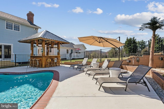 2994 Hope Mill Ln, Adamstown, MD 21710 - view of swimming pool featuring a gazebo, fence, a patio area, and outdoor dry bar