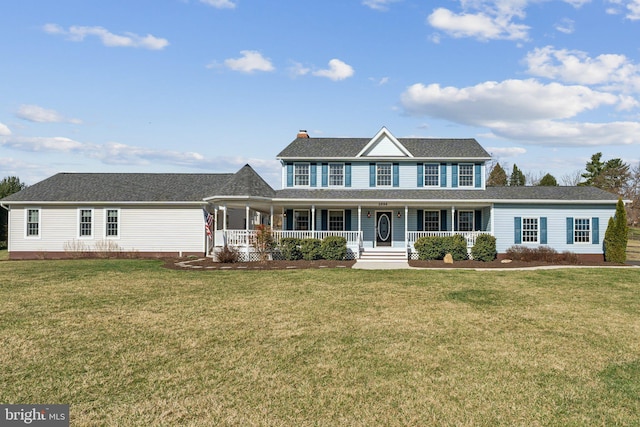 2994 Hope Mill Ln, Adamstown, MD 21710 - colonial house with covered porch, a chimney, and a front yard