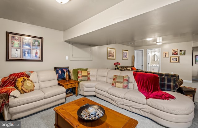 living room featuring carpet