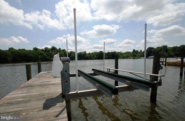 view of dock featuring a water view