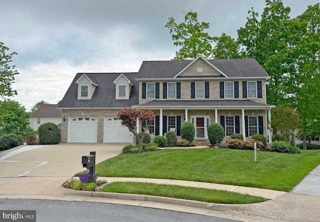 126 Boydton Plank Dr, Stephens City, VA 22655 - colonial inspired home featuring a front lawn, a shingled roof, brick siding, and driveway
