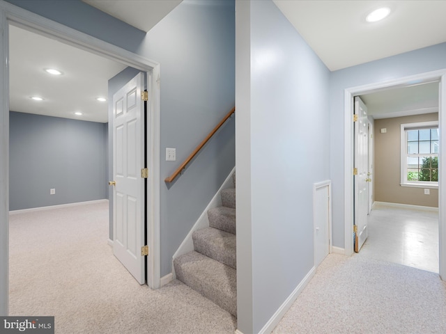 126 Boydton Plank Dr, Stephens City, VA 22655 - stairway with carpet, baseboards, and recessed lighting