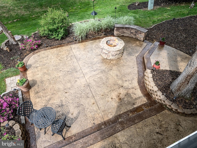 126 Boydton Plank Dr, Stephens City, VA 22655 - view of patio featuring an outdoor fire pit