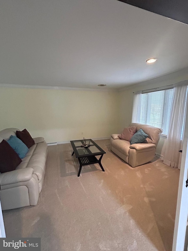 115 Carnoustie Rd, Dover, DE 19904 - carpeted living room with crown molding, baseboards, and recessed lighting