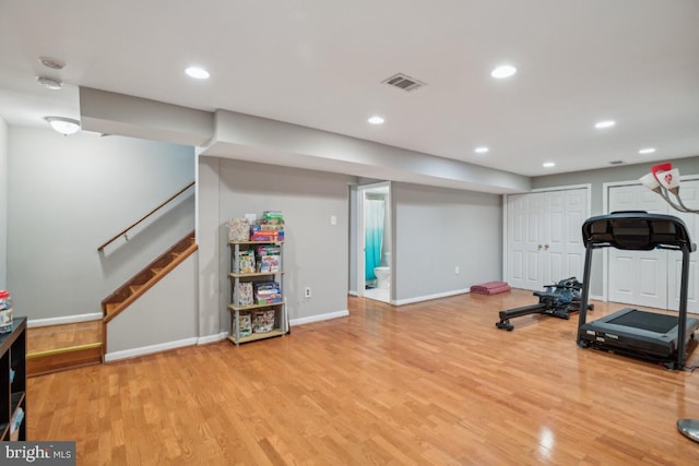 8645 Adrienne Pl, Manassas, VA 20110 - workout area featuring wood finished floors, baseboards, and recessed lighting