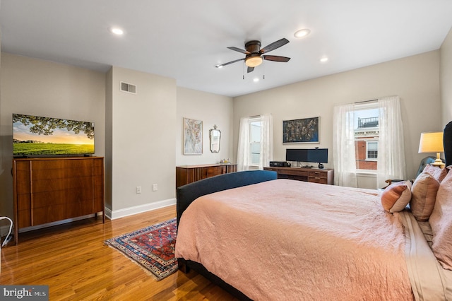 866 N 20th St, Philadelphia, PA 19130 - bedroom featuring wood finished floors, recessed lighting, baseboards, and a ceiling fan