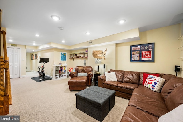 866 N 20th St, Philadelphia, PA 19130 - carpeted living room featuring recessed lighting and baseboards