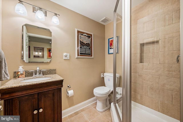 866 N 20th St, Philadelphia, PA 19130 - full bathroom featuring toilet, a stall shower, tile patterned flooring, and vanity