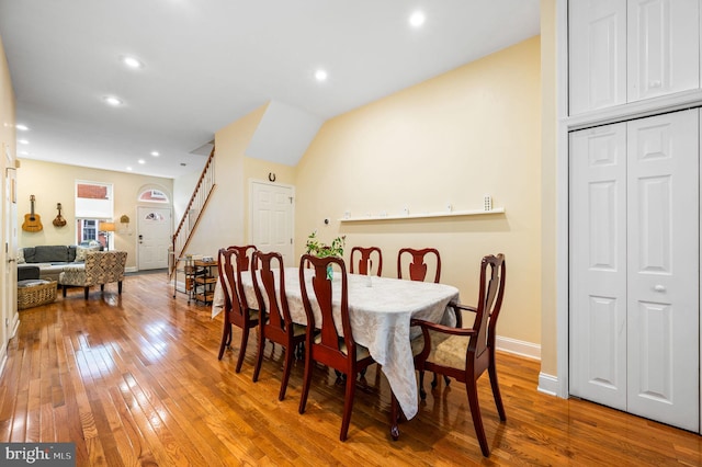 866 N 20th St, Philadelphia, PA 19130 - dining room featuring hardwood / wood-style floors, baseboards, stairway, and recessed lighting