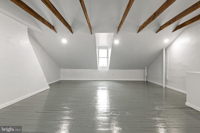 240 W Philadelphia St, York, PA 17403 - bonus room with recessed lighting, baseboards, lofted ceiling with beams, and hardwood / wood-style flooring