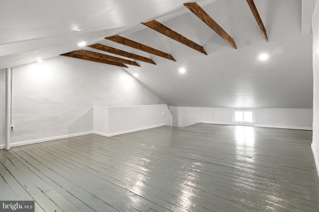 240 W Philadelphia St, York, PA 17403 - additional living space with baseboards, wood-type flooring, and vaulted ceiling with beams