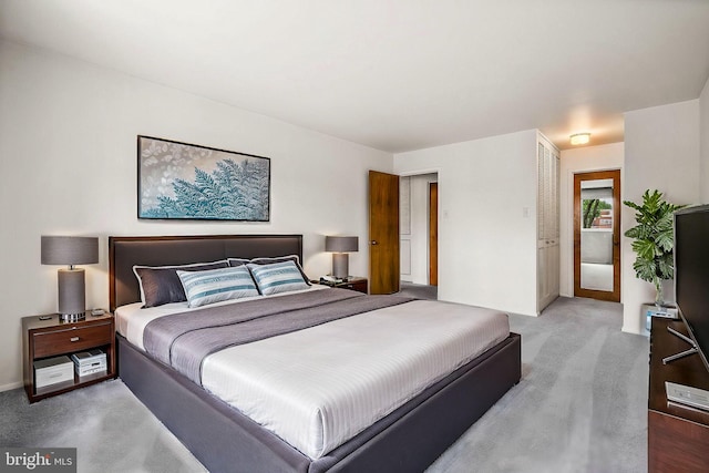 bedroom with carpet floors and a closet