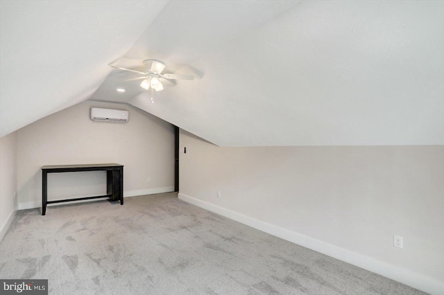 172 Charles St, Hanover, PA 17331 - bonus room featuring a wall mounted air conditioner, lofted ceiling, carpet, ceiling fan, and baseboards