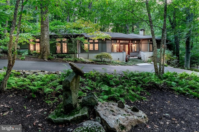7004 Upper York Rd, New Hope, PA 18938 - view of front of property with driveway and a chimney