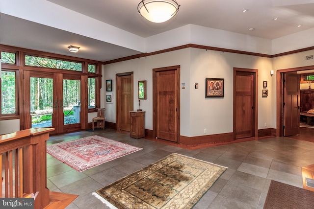 7004 Upper York Rd, New Hope, PA 18938 - entryway with baseboards, french doors, and tile patterned flooring