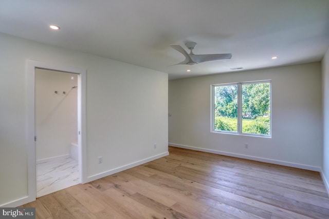 19690 Dunbar St, Rehoboth Beach, DE 19971 - unfurnished room with a ceiling fan, light wood finished floors, and recessed lighting