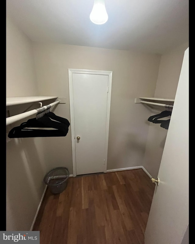 spacious closet with wood finished floors