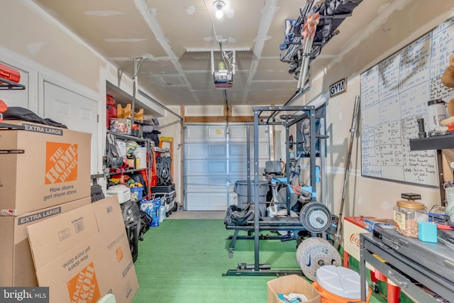 garage with a garage door opener