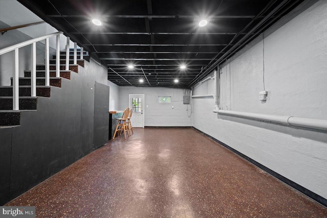 below grade area with stairs