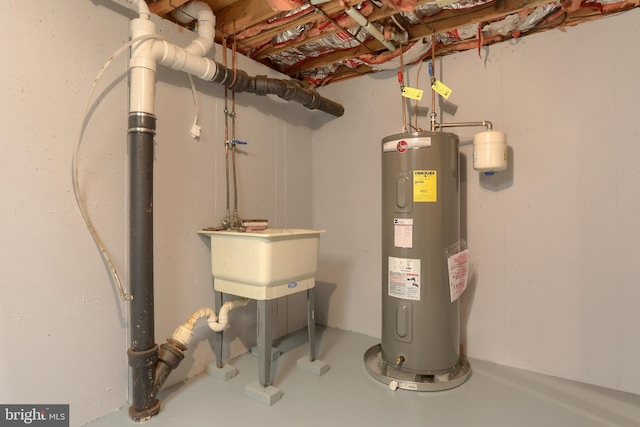 utility room with water heater