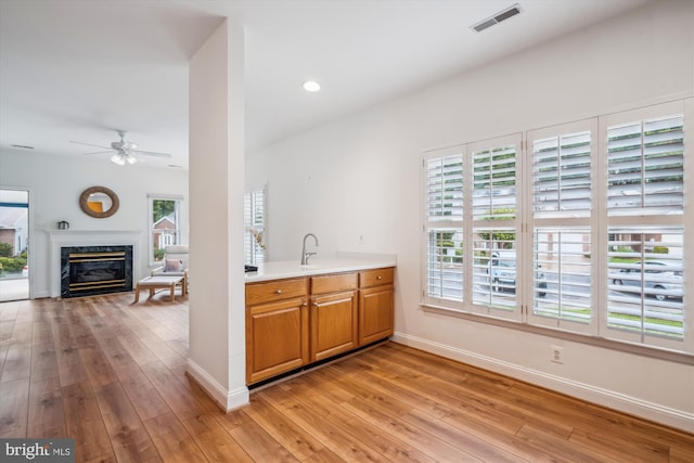 701 Ballast Way, Annapolis, MD 21401 - kitchen with ceiling fan, light wood-type flooring, healthy amount of natural light, and recessed lighting