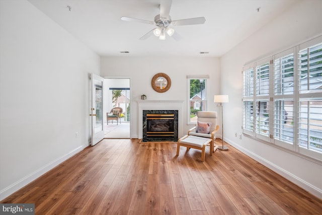 701 Ballast Way, Annapolis, MD 21401 - sitting room with a premium fireplace, hardwood / wood-style floors, and baseboards