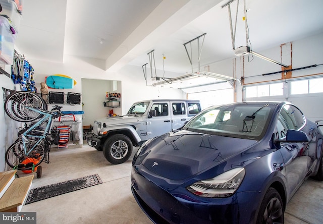 garage with a garage door opener