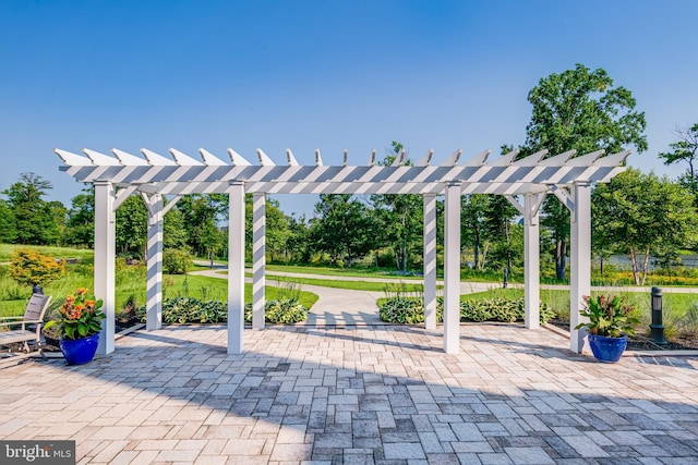 view of patio / terrace featuring a pergola