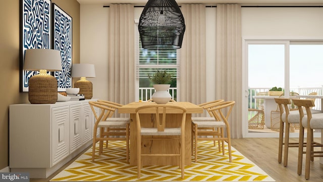 dining room with wood finished floors