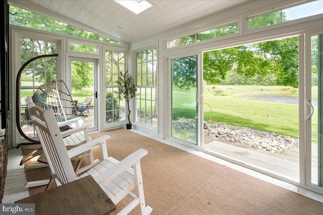 4285 Applebutter Rd, Perkasie, PA 18944 - sunroom featuring vaulted ceiling and a water view