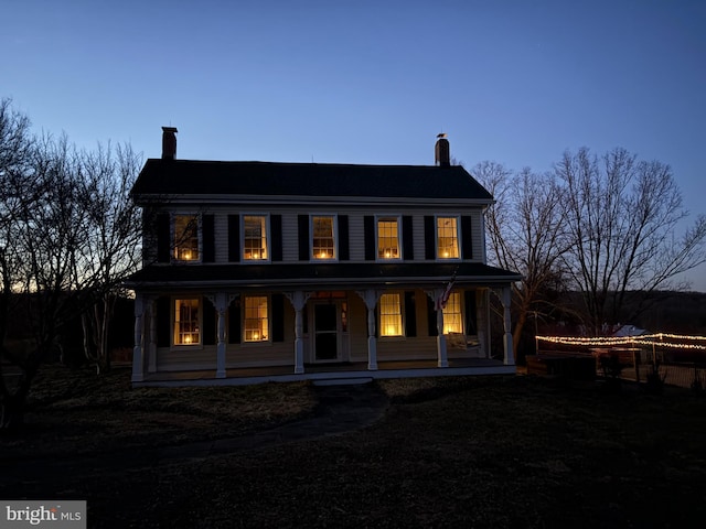 16350 Matthews Rd, Monkton, MD 21111 - rear view of house featuring a chimney and covered porch