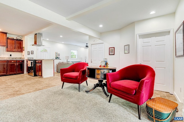 654 Bybee Rd, Louisa, VA 23093 - living area featuring ceiling fan and recessed lighting