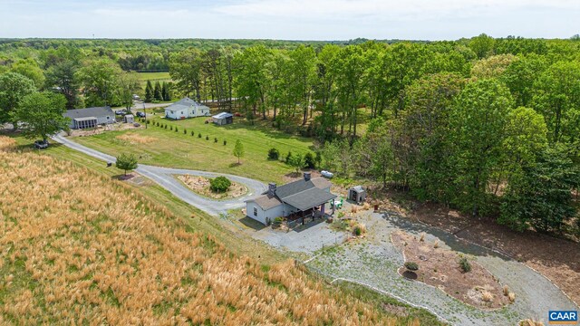 654 Bybee Rd, Louisa, VA 23093 - aerial view of property's location featuring a heavily wooded area and rural landscape