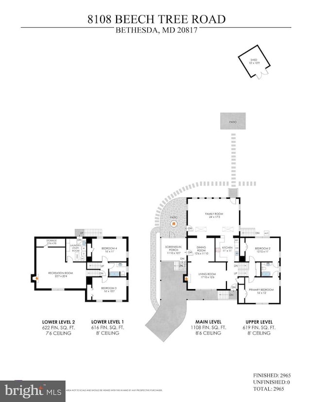 8108 Beech Tree Rd, Bethesda, MD 20817 - view of property floor plan