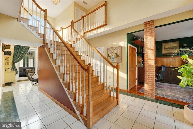 177 Pearce Creek Dr, Earleville, MD 21919 - stairway with tile patterned floors and a towering ceiling