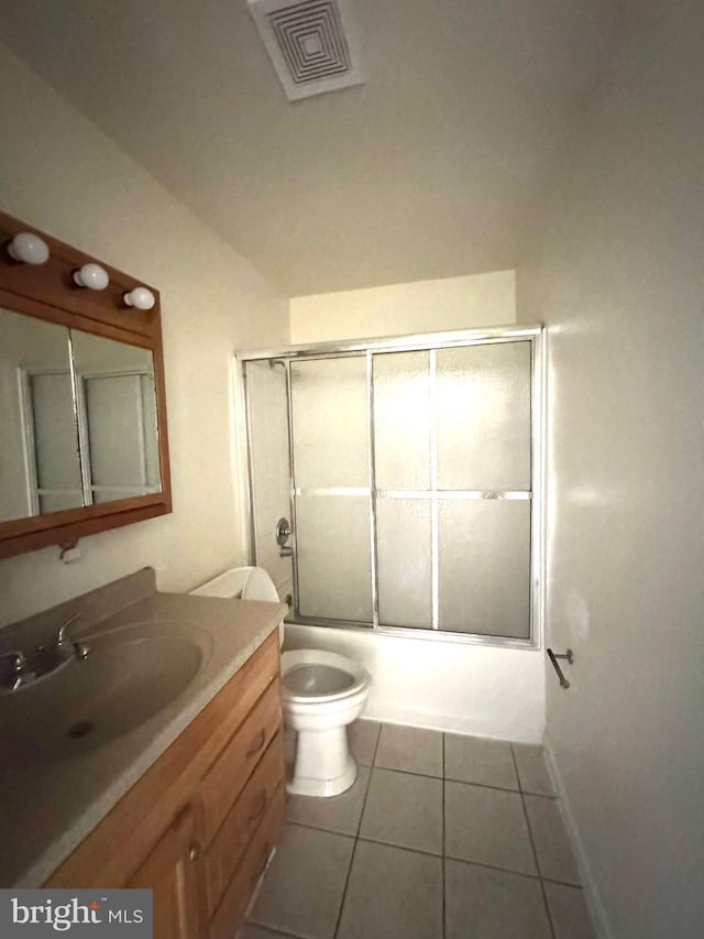 1165 S Division St, Salisbury, MD 21804 - bathroom with toilet, enclosed tub / shower combo, tile patterned floors, visible vents, and vanity