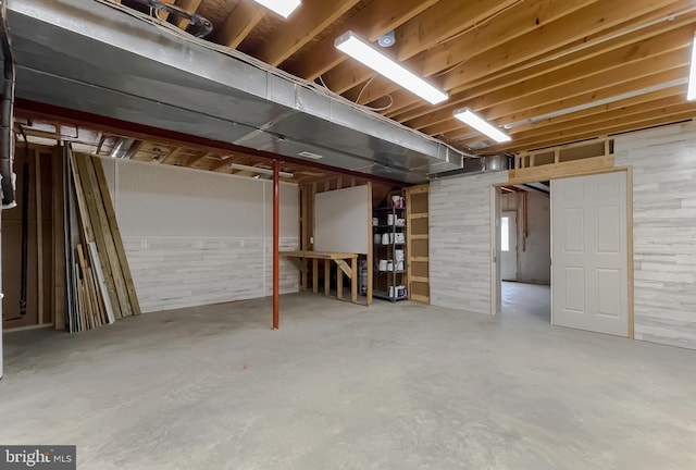 view of unfinished basement