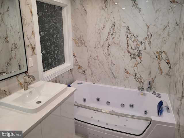 905 Pebble Ln, Southampton, PA 18966 - full bath featuring tile walls, a sink, and a whirlpool tub