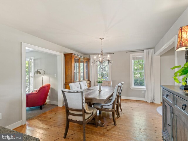 744 Goose Neck Dr, Lititz, PA 17543 - dining area featuring a chandelier, light wood-type flooring, and baseboards
