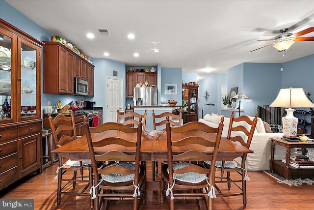 176 Bobbys Branch Rd Unit 56, Millsboro, DE 19966 - dining space featuring ceiling fan, wood finished floors, and recessed lighting