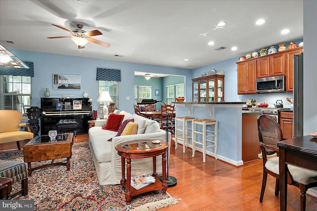 176 Bobbys Branch Rd Unit 56, Millsboro, DE 19966 - living area with ceiling fan, light wood-type flooring, and recessed lighting