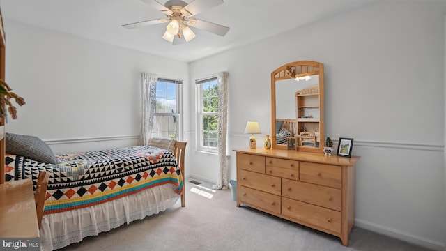 2707 Maynard Rd, Crofton, MD 21114 - bedroom with light colored carpet, baseboards, and ceiling fan