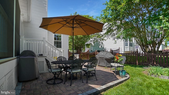 2707 Maynard Rd, Crofton, MD 21114 - view of patio / terrace featuring a fenced backyard, area for grilling, and outdoor dining space