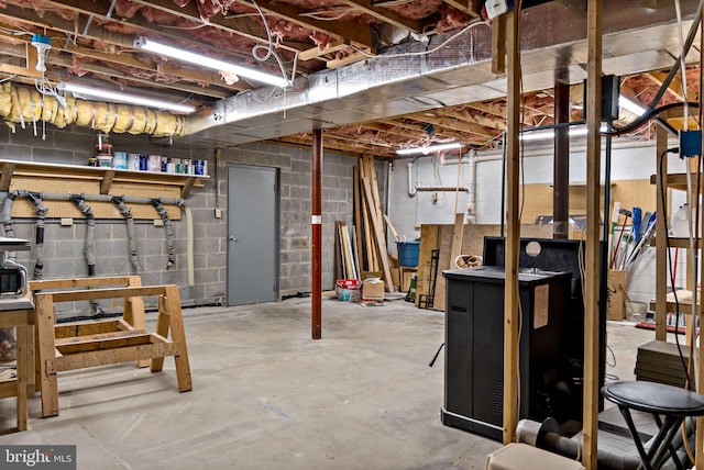 unfinished below grade area with concrete block wall