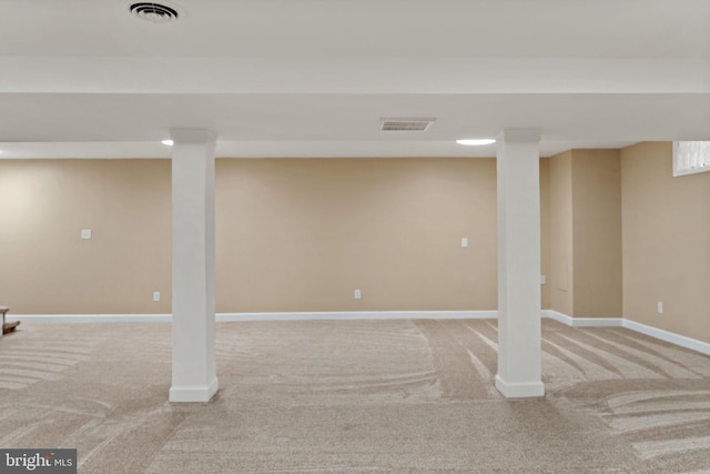 finished basement with carpet and baseboards