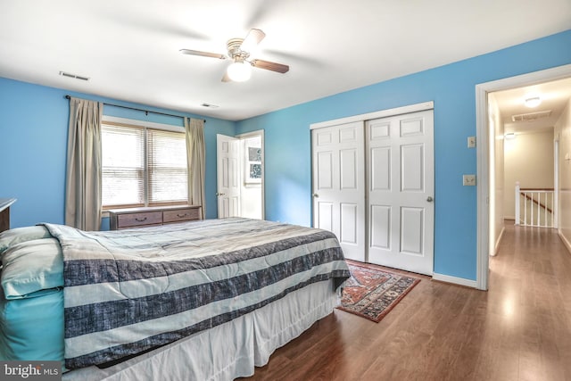 2158 Sebastian Rd, Fredericksburg, VA 22405 - bedroom featuring a closet, wood finished floors, ceiling fan, and baseboards
